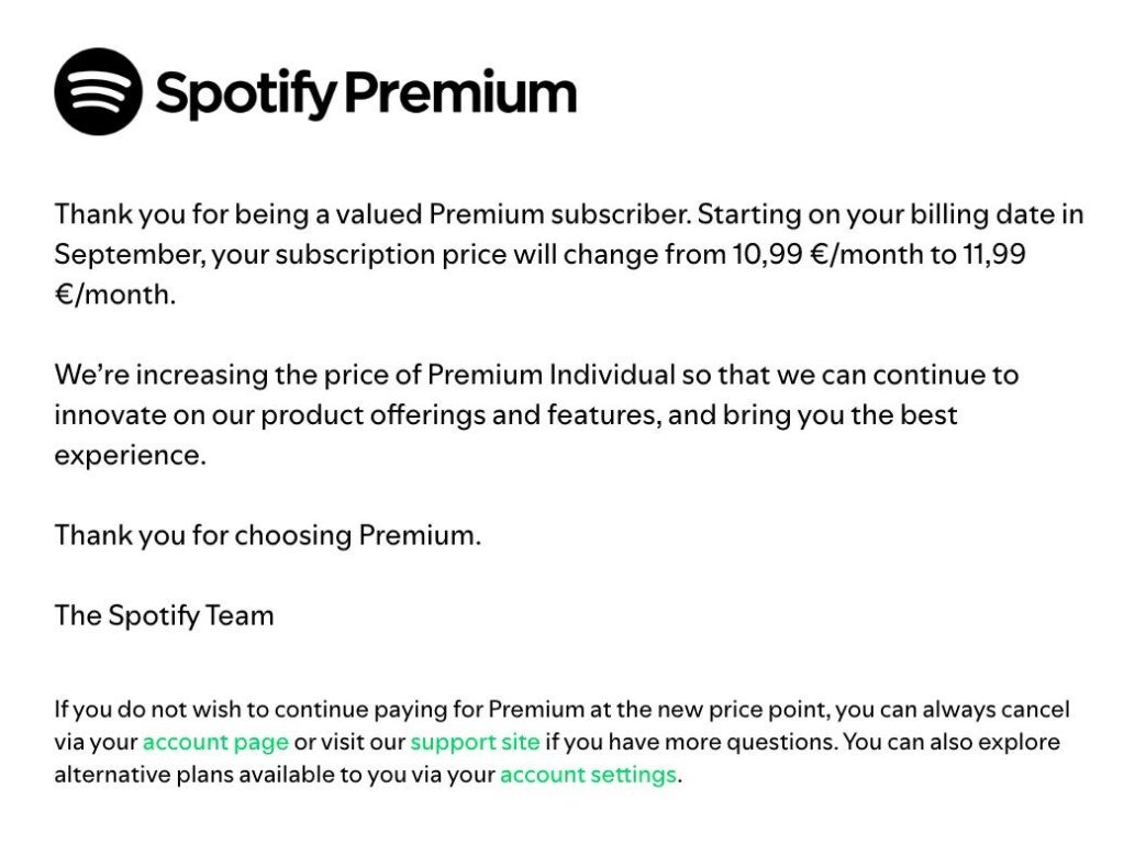 El nuevo precio valor de Spotify