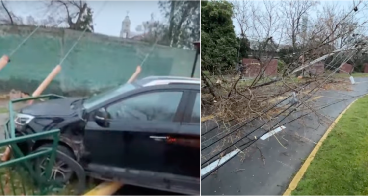 Conductor ebrio protagoniza choque y bota dos postes en Ñuñoa: centenares de hogares sin luz