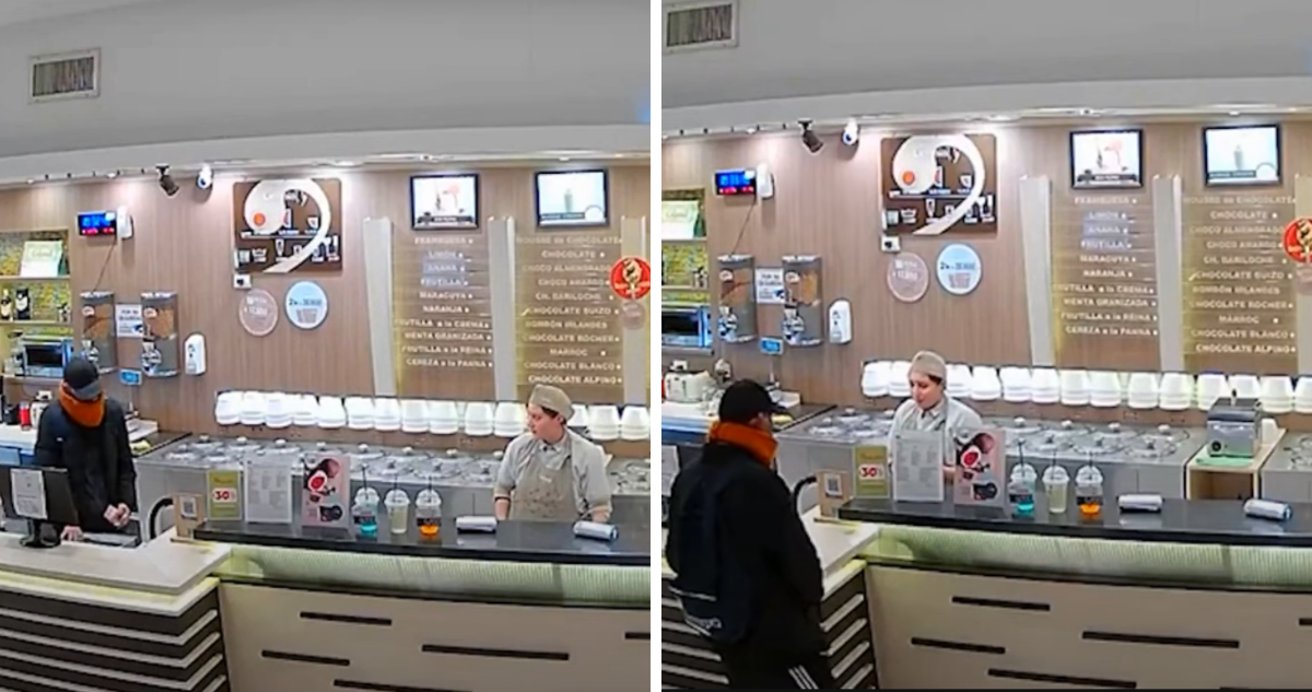 “Perdóname, te tengo que robar”: Con notable tranquilidad, argentino robó heladería pidiendo disculpas