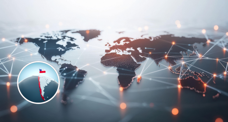 Foto de contexto para nota de política exterior: mapamundi y mapa de Chile