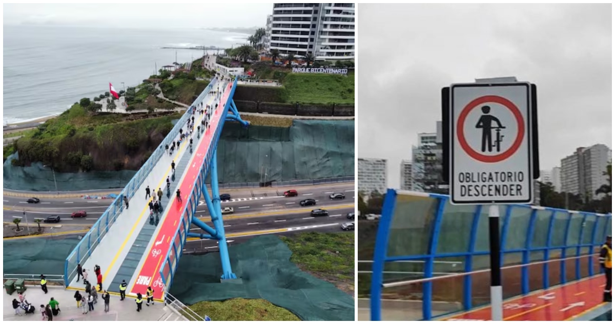Polémica en Lima por ciclovía que sólo se puede utilizar caminando y abajo de la bicicleta