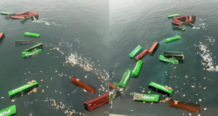 Imágenes de contenedores caídos en la bahía del puerto de Callao, Perú | Redes sociales | Edición BBCL