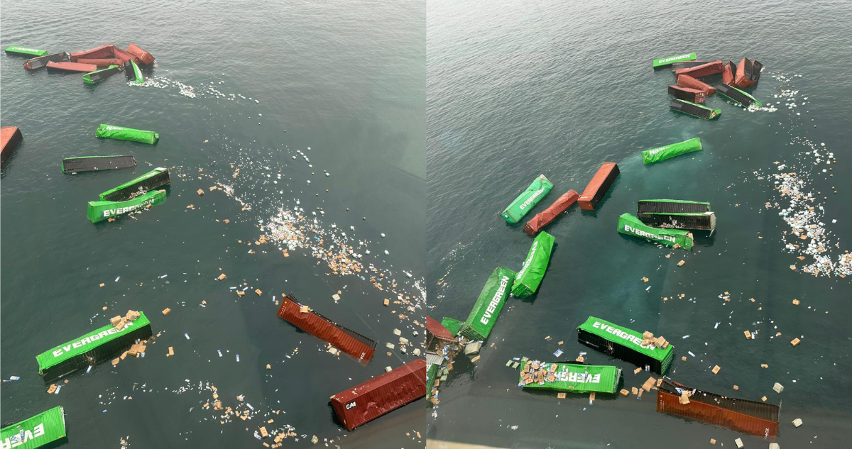 Imágenes de contenedores caídos en la bahía del puerto de Callao, Perú | Redes sociales | Edición BBCL