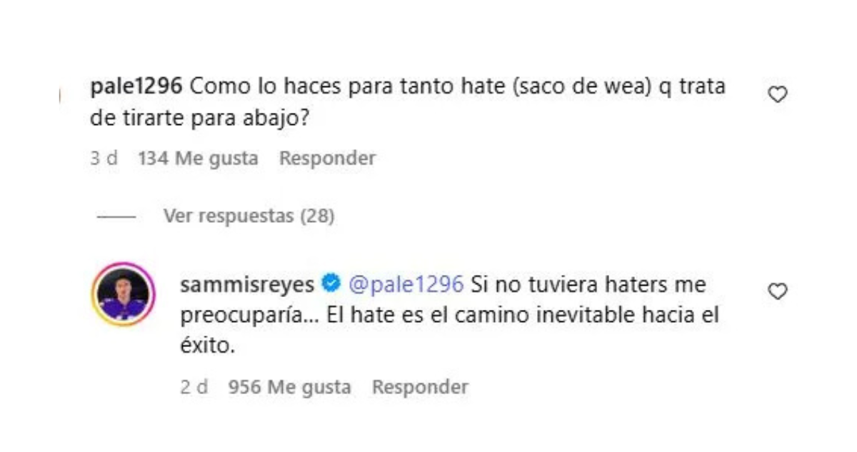 Respuesta de Sammis Reyes