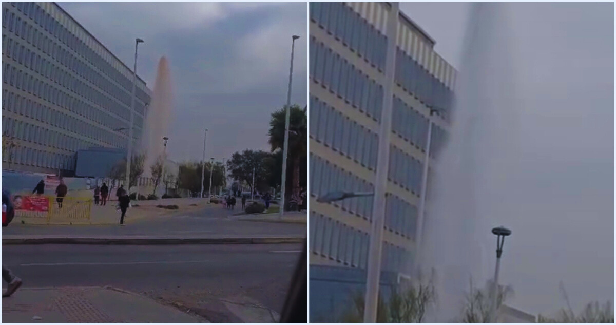 Camión impacta válvula de agua y provoca gigantesca fuga en frontis del Hospital de Antofagasta