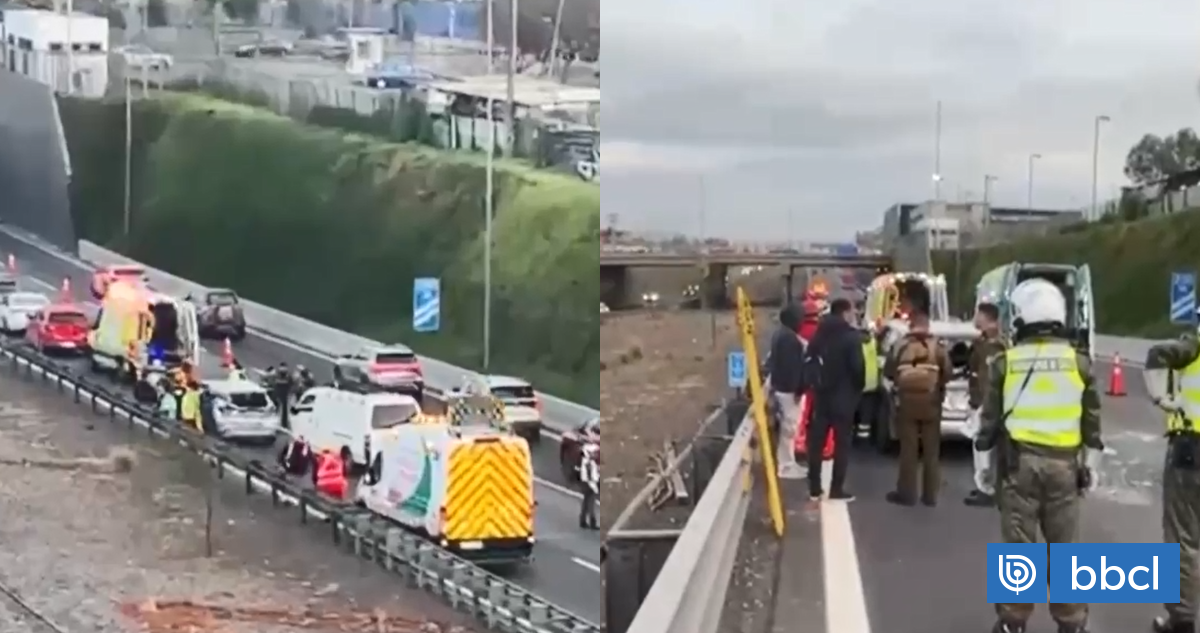 Colisión múltiple de siete vehículos en Vespucio Sur deja al menos dos lesionados