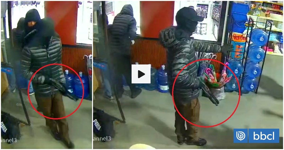 Encapuchados armados asaltó céntrico local comercial en Quillón: cámara captó a sujeto con escopeta