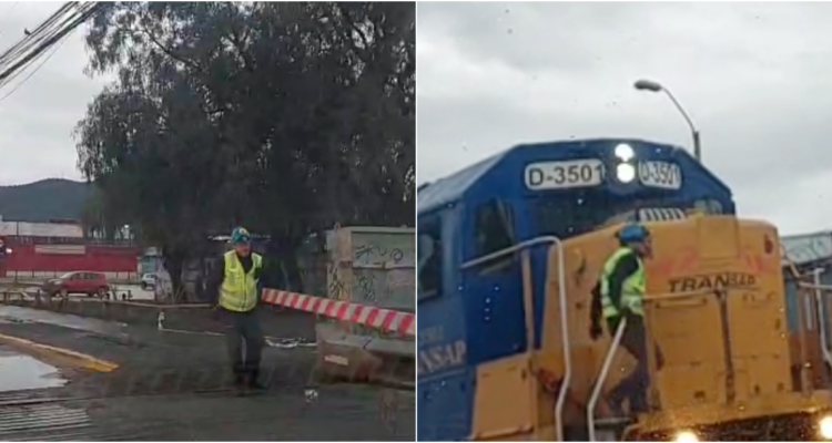 Insólito: operador desciende de un tren en Melipilla para bajar él mismo las barreras de un cruce