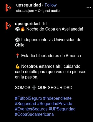 Publicación de UP Seguridad.