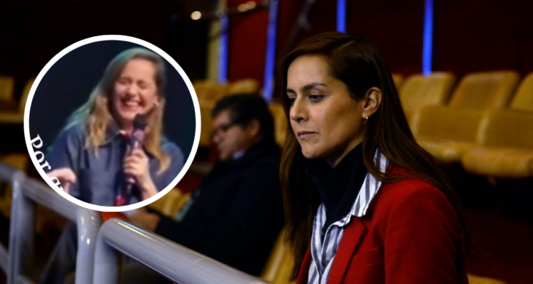 Natalia Valdebenito en el congreso y en video del chiste sobre mineros de El Teniente