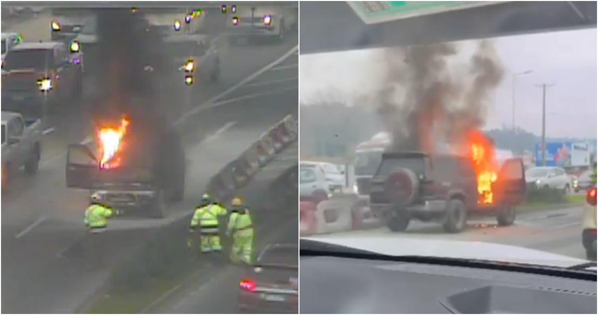 Vehículo se incendia en avenida de Concepción