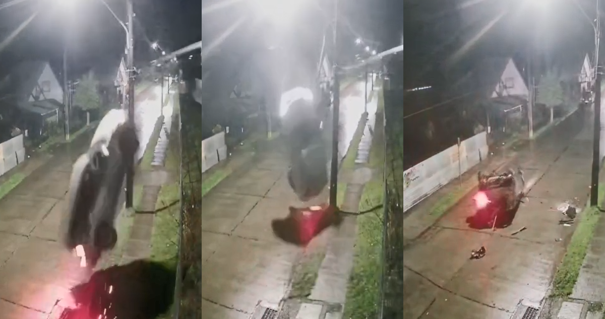 VIDEO | Captan a conductor que “voló” con su auto en Río Negro: se fugó caminando tras accidente