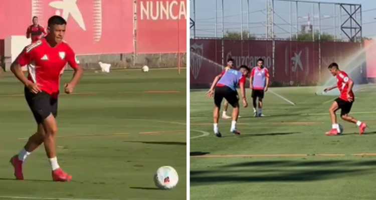 Alexis Sánchez lo pasa bien en Sevilla: golazo y chilenismo de Maravilla durante los entrenamientos