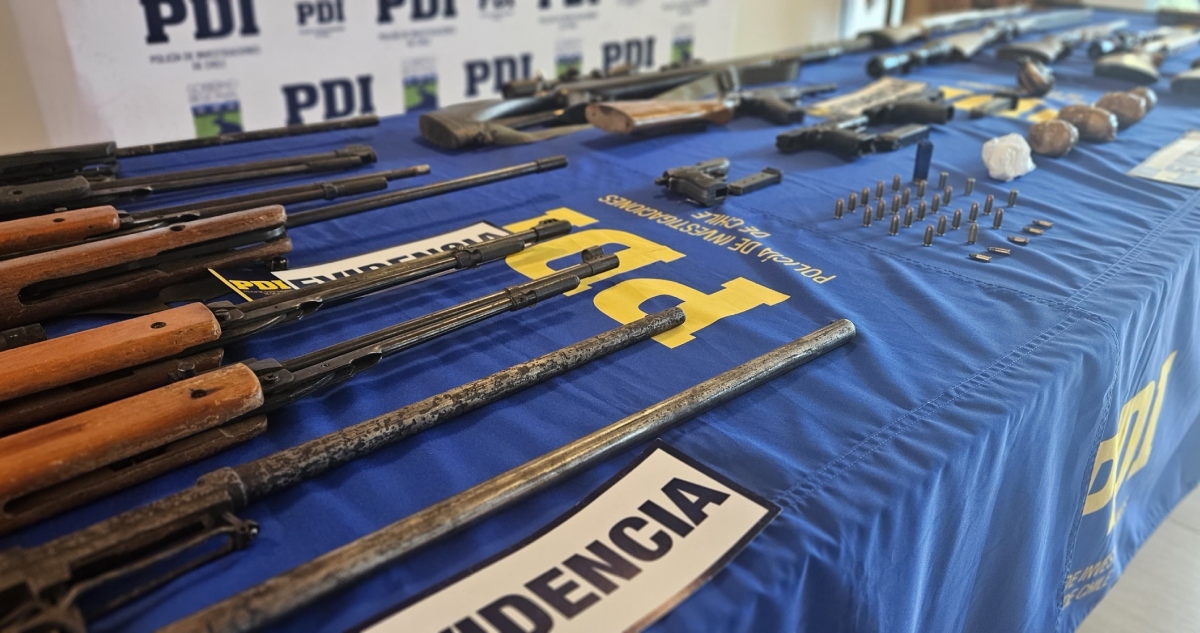 Armas incautadas en Mulchén