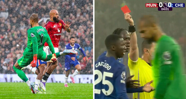 Robert Sánchez vio tempranera roja ante United.