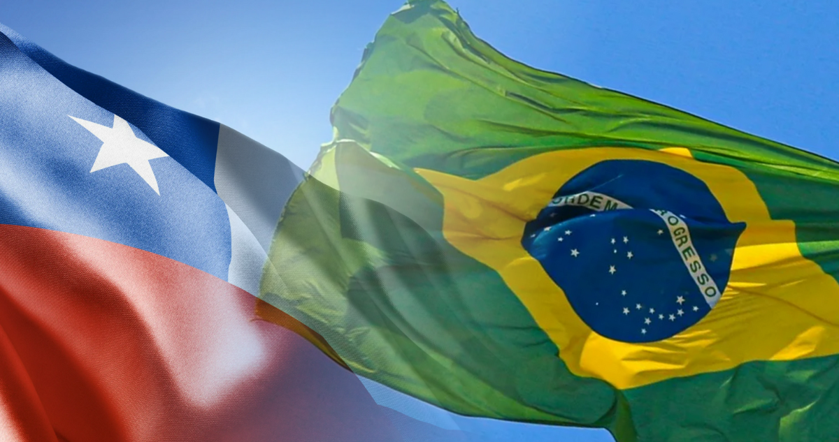 Banderas de Chile y Brasil