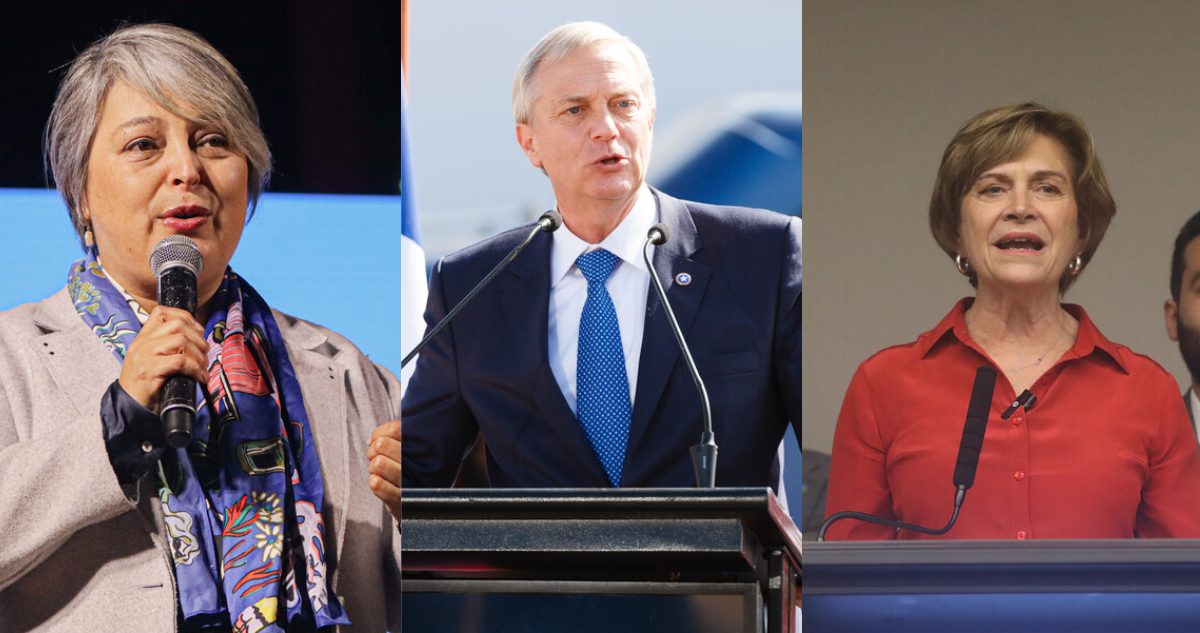 Los candidatos presidenciales Jeannette Jara, José Antonio Kast y Evelyn Matthei.