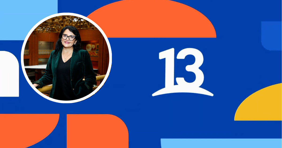 Banner de Canal 13 y fotografía de Pamela Díaz Sanhueza en referencia a cambios estructurales en el canal