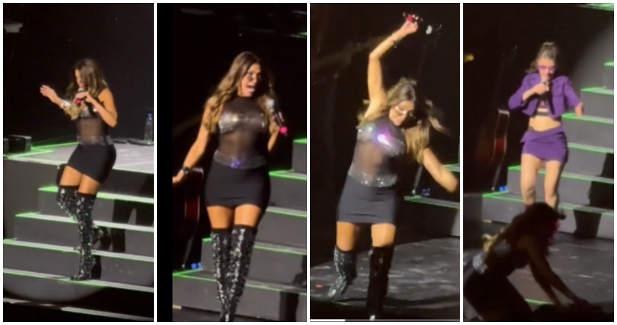 Catherine Fulop preocupó a sus fans con lenta y aparatosa caída en show de Erreway: “Hice un papelón”