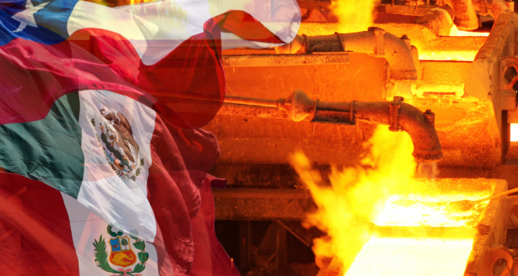 Cobre y banderas de Chile, Perú y México