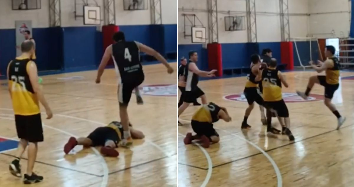 La brutal agresión en liga de básquetbol amateur en Argentina: codazo y pisotón en la cabeza