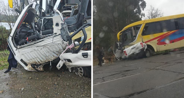 Dos personas muertas y otras 20 lesionadas deja colisión entre bus y camioneta en Ancud