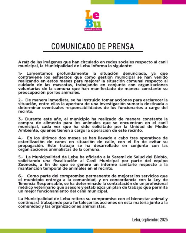 Denuncian perros en mal estado en canil municipal de Lebu