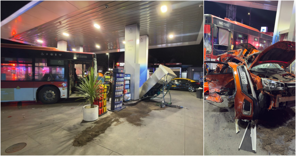 Muere segundo delincuente que colisionó bus RED y terminó dentro de servicentro en Providencia
