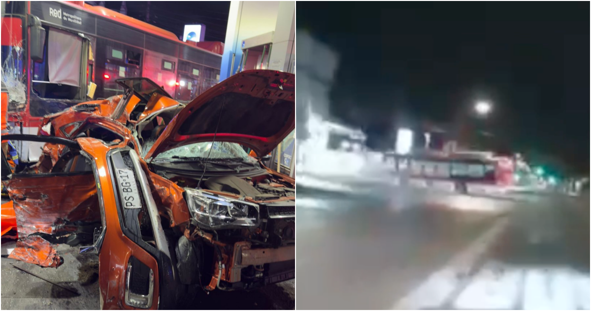 VIDEO | Así fue la colisión entre un bus y un auto que dejó dos delincuentes muertos en Providencia