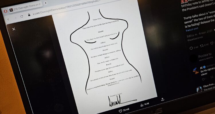 Saludo de Donald Trump a Jeffrey Epstein por su cumpleaños en 2003