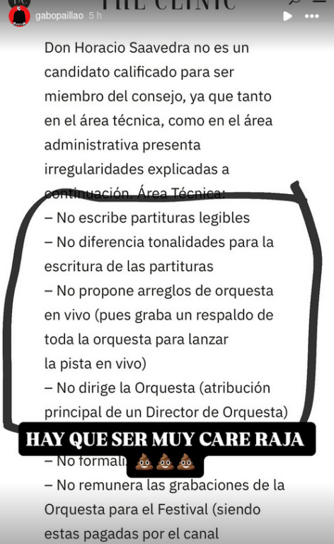 Captura de storie de Gabo Paillao