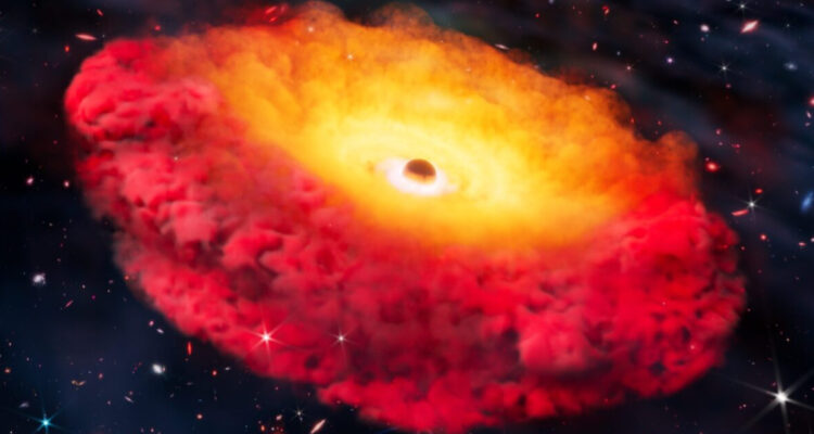 Galaxia compacta roja con un agujero negro en su interior