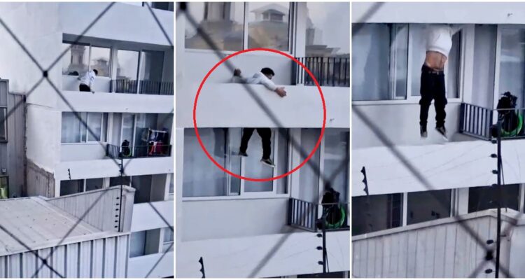 Hombre huye temerariamente por balcones desde 5° piso de edificio en Santiago tras denuncia de robo