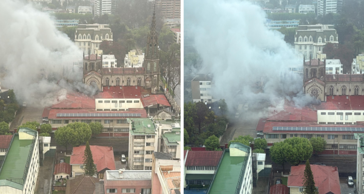Gran incendio afecta a Iglesia Las Carmelitas en Viña del Mar