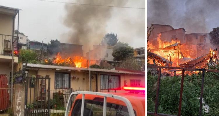 Una persona muerta deja incendio que destruyó vivienda en sector Miraflores de Viña del Mar