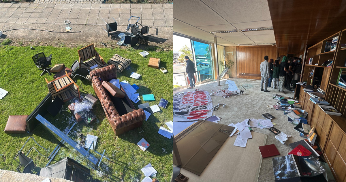 Incidentes en protesta estudiantil en la Usach: destrozos y objetos lanzados desde oficina de rector