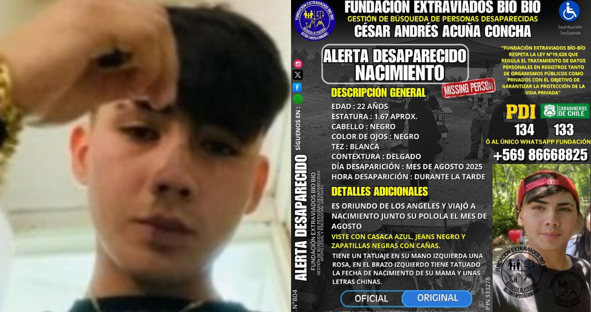 Joven cumple más de 35 días perdido junto a su polola en Nacimiento: familia recibe apoyo psicológico