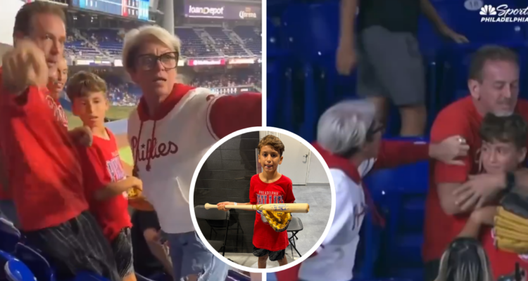 Capturas de mujer que arrebató pelota a pequeño fan de los Phillies a quien llaman “Karen” en redes