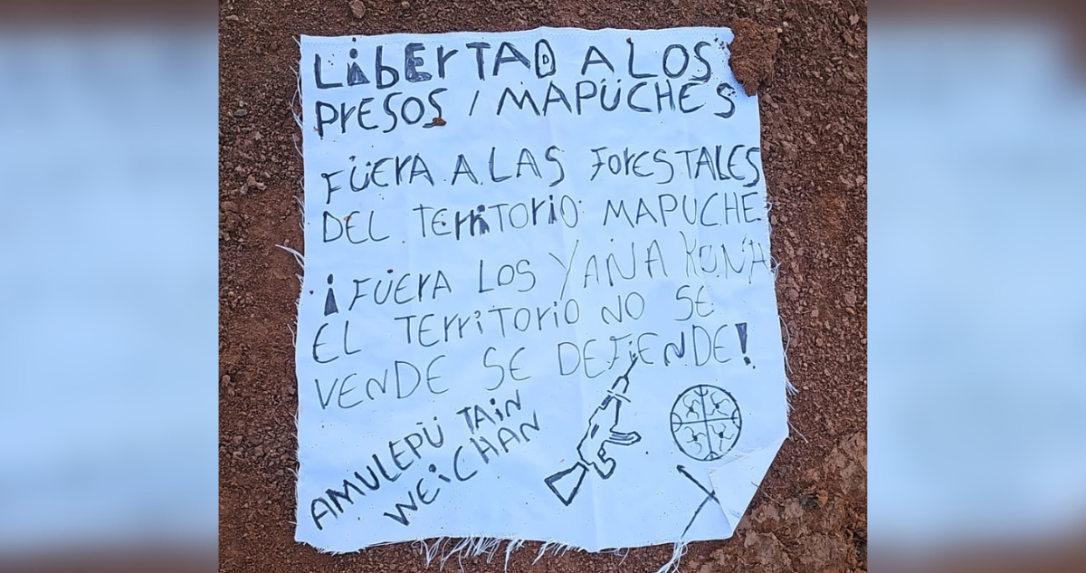 Lienzo encontrado en ataque incendiario en Ercilla