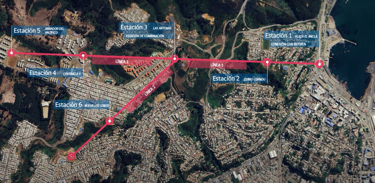 Así será el teleférico que unirá los cerros de Talcahuano y el centro: tendrá 2 líneas y 7 estaciones