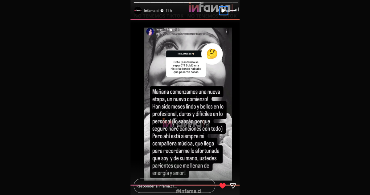 Mensaje de María José Quintanilla