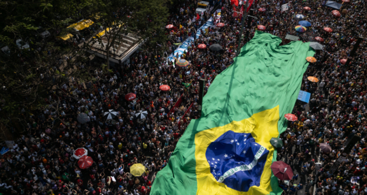 Manifestantes en Brasil.