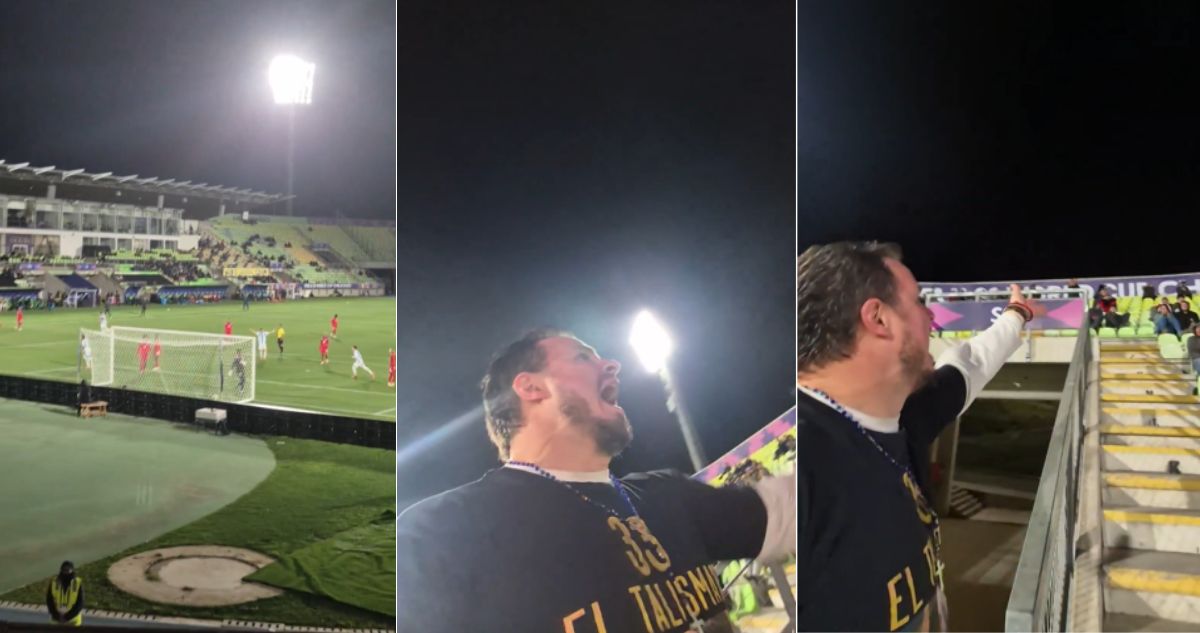 Provocador festejo de hincha de Argentina en el Mundial Sub 20 contra chilenos que alentaban a Cuba en Valparaíso