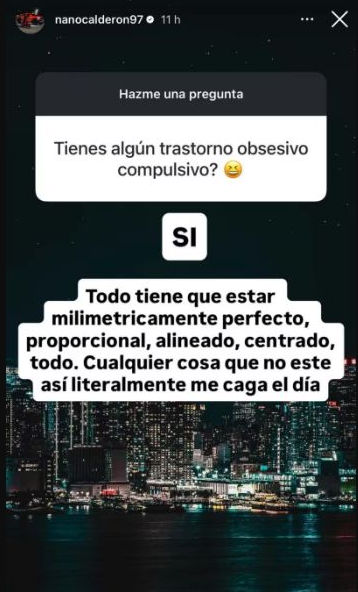 Instagram Storie de Nano Calderón