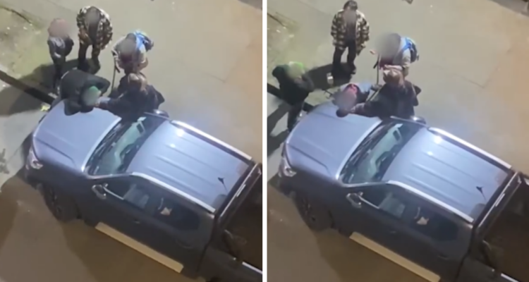 Captan a personas consumiendo droga sobre capot de camioneta en pleno centro de Concepción