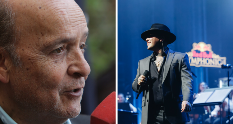 Horacio Saavedra, maestro de orquesta del Festival de Viña, y Pablo Chill E en concierto sinfónico