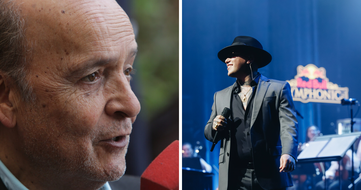 Horacio Saavedra, maestro de orquesta del Festival de Viña, y Pablo Chill E en concierto sinfónico
