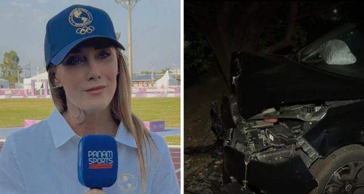 Soledad Bacarreza y fotografía del auto de su hijo chocado