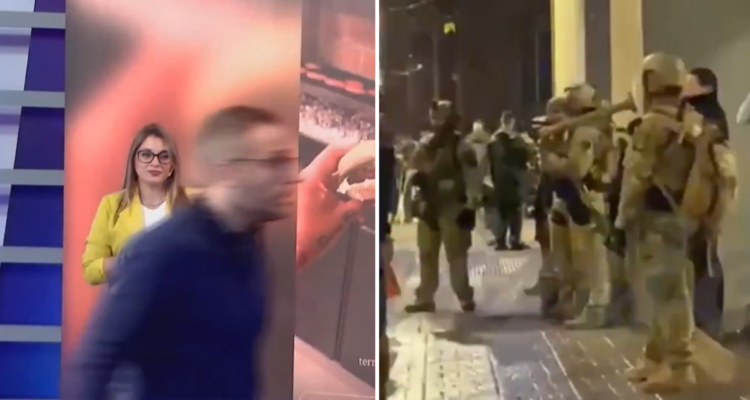 Sujeto armado en Crónica TV en Argentina