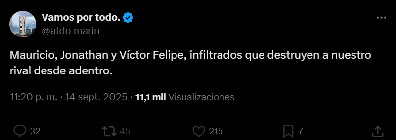 Comentario del dirigente Aldo Marín, de Azul Azul. 